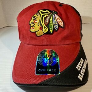 New! Chicago Blackhawks Red Hat Authentic NHL Hockey Team Adjustable Cap '47 NWT